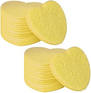 100-Count Compressed Facial Sponges for Estheticians Heart Shape Natural Cellulose Sponge Professional Cosmetic Spa Sponges for Face Cleansing, Massage, Pore Exfoliating, Mask, Makeup Removal, Black Spunspon