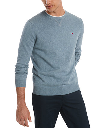 Мужской свитер из хлопка с круглым вырезом и логотипом Tommy Hilfiger