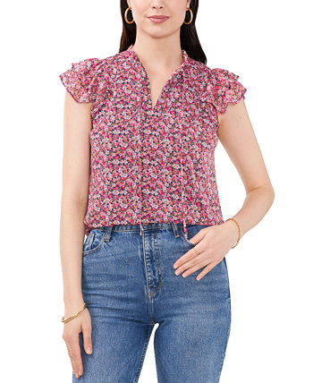 Блуза Petite с цветочным принтом и развевающимися рукавами, завязывающимся воротником Sam & Jess