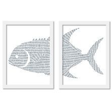 Americanflat 2-pc. Framed Print Wall Art - Fish Stripe Americanflat