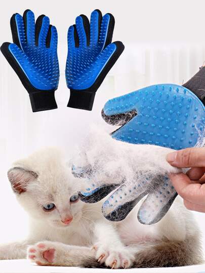 Двухцветные перчатки для груминга домашних животных 1 пара SHEIN