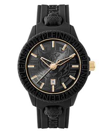 Мужские часы с 3 стрелками и датой, кварцевые часы Fearless, черный силиконовый ремешок, 43 мм Plein Sport