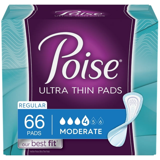 Poise Thin-Shape Incontinence Pads, 66 count Poise