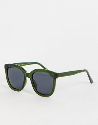 Темно-зеленые прозрачные солнцезащитные очки в крупной квадратной оправе A.Kjaerbede Billy A.Kjaerbede