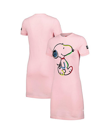 Women's Pink Snoopy Peanuts Chalk Jersey Dress Freeze Max