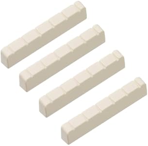 Pack of 4 Acoustic Guitar Bone Bridge Saddle 6 String Bass Bone Bridge Saddle for Classical Guitar (3.15"×0.44"-0.37") Mewutal