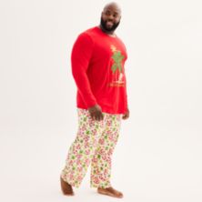 Big & Tall Jammies For Your Families® Пижамный комплект с верхом и низом Санта-Клауса в отпуске Jammies For Your Families