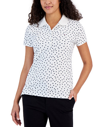 Женская футболка-поло на четверть пуговицы с точечным принтом Tommy Hilfiger