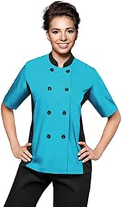 Short Sleeves side Mesh Vented Chef Coat Jacket Uniform for Women Food Service, Caterers, Bakers and Culinary Professional Uniformates