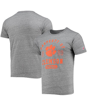 Men's Heathered Gray Clemson Tigers Hail Mary Football Victory Falls Tri-Blend T-shirt League Collegiate Wear