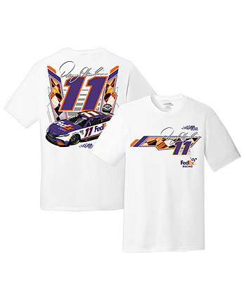 Мужская белая футболка Denny Hamlin 2023 #11 FedEx Joe Gibbs Racing Team Collection