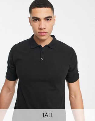 Soul Star Tall muscle fit polo shirt in black Soul Star