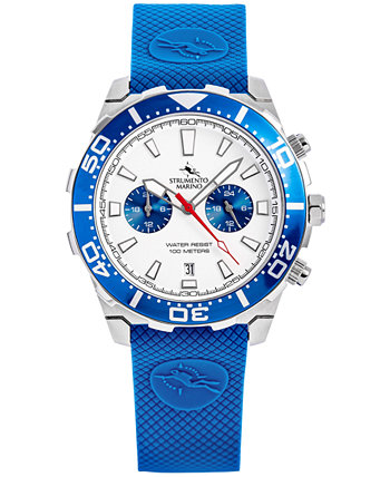 Мужские часы Skipper Dual Time Zone с синим силиконовым ремешком 44 мм, созданные для Macy's Strumento Marino