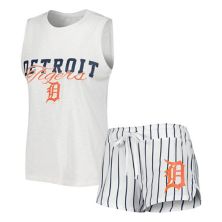 Women's Concepts Sport White Detroit Tigers Reel Pinstripe Tank Top & Shorts Sleep Set Unbranded
