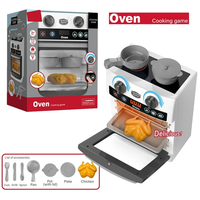 Adofi Toy Oven Play Kitchen Accessories - Realistic Pretend Play Appliance for Kids with Lights & Sounds, Unique Kids Kitchen Playset Play Food Toddler Learning Toys for Boys Girls Gift Adofi