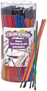 Colorations - 144WB Paint Brushes, 3 Widths, Nylon Bristles, Classroom, Painting, Art, Classroom Supplies, Art Supplies, School Supplies, Kids, Projects, Crafts, Groups, Watercolor, Small, Set of 144 Colorations