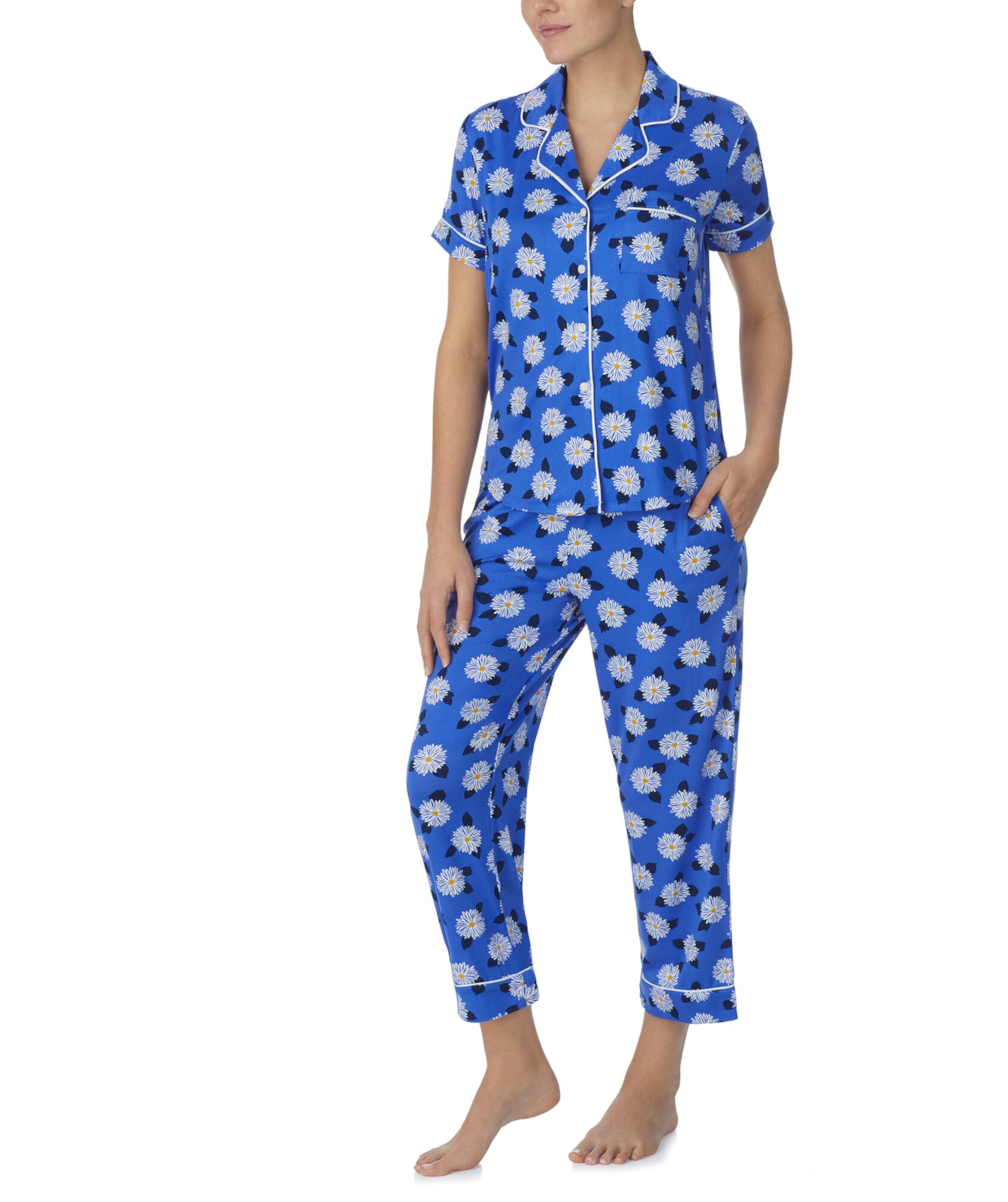 Укороченная пижама с короткими рукавами и вырезом Kate Spade New York
