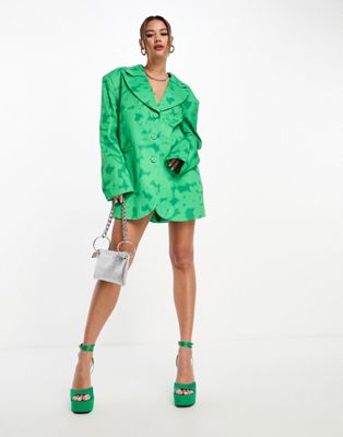 Зеленое платье-блейзер оверсайз Kyo The Brand с принтом KYO