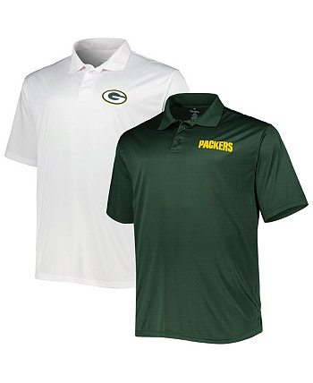 Мужской комплект из двух однотонных рубашек-поло зеленого и белого цвета Green Bay Packers Big and Tall Fanatics