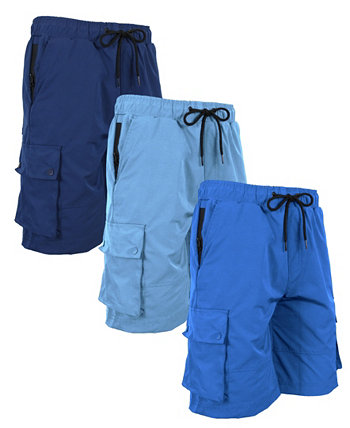 Men's Moisture Wicking Performance Quick Dry Cargo Shorts-3 Pack Galaxy By Harvic
