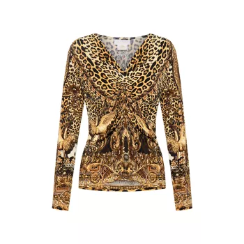Блузка из джерси с леопардовым принтом и сборками Standing Ovation Camilla