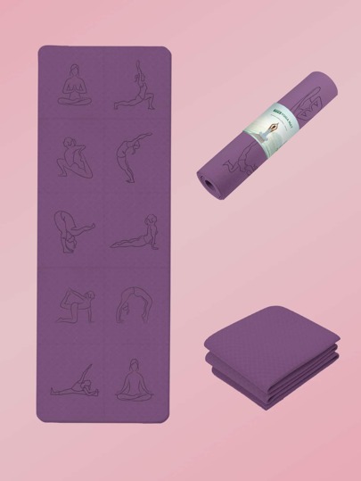 Коврик с цветочным принтом складной для йоги SHEIN