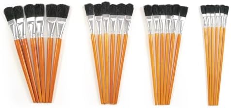 Colorations Wooden Paint Brushes, Natural Bristles, Set of 24, 10 inch paint brushes, 4 Different Widths, 6 of each, Classroom, Painting, Kids Brushes, Art Supplies, School Supplies, Easels Colorations