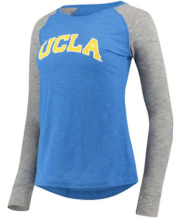 Женская сине-серая футболка с длинным рукавом и логотипом UCLA Bruins Preppy Elbow Patch 2-Hit Arch и с длинным рукавом Boxercraft
