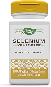 Nature's Way Selenium - 200 mcg per serving - L-Selenomethionine - Potent Antioxidant - Essential Mineral Supplement - Gluten Free - 100 Capsules (Капсулы) Nature's Way