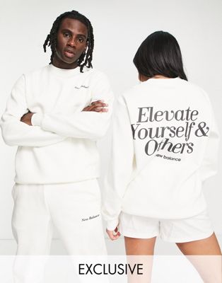 New Balance 'Elevate Yourself' unisex sweatshirt in off white New Balance