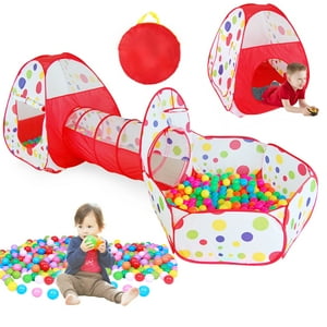 WALFRONT 3 in 1 Kids Ball Pit Play Tent with Tunnel, Portable Children Boys Girls Indoor Outdoor Gym Play Tent Tunnel Toys Set (Children aged 3 and over) FAGINEY