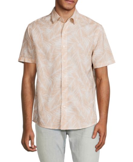 Рубашка из смесовой льняной ткани с принтом в виде листьев HEDGE