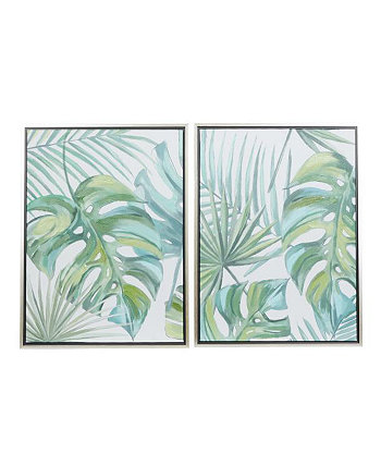 Холст, 2 предмета, набор для рисования в рамке с прибрежными листьями, 23,63 x 31,5 дюйма CosmoLiving