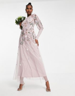 Пыльно-лиловое макси-платье Frock and Frill Bridesmaid с декоративной отделкой Frock and Frill