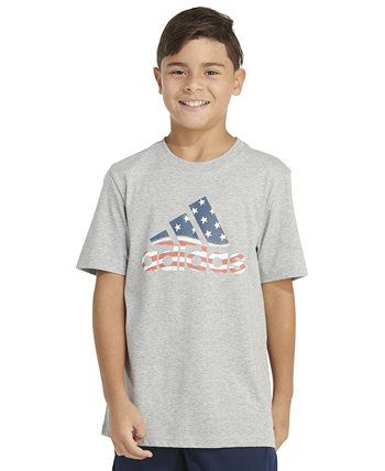 Big Boys Short-Sleeve USA Heather Graphic T-Shirt Adidas