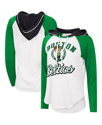 Женская белая футболка с капюшоном и длинным рукавом реглан Boston Celtics MVP G-III