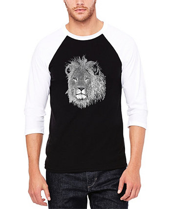 Мужская футболка с бейсбольным принтом реглан Word Art Lion LA Pop Art