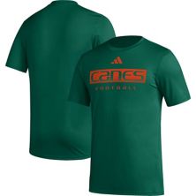 Men's adidas Green Miami Hurricanes Football Practice AEROREADY Pregame T-Shirt Adidas