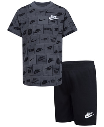 Toddler Boys All-Over Print T-shirt and Shorts, 2 Piece Set Nike