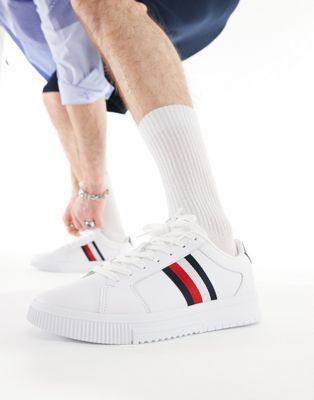 Белые кожаные кроссовки с полосками Tommy Hilfiger Supercup Tommy Hilfiger