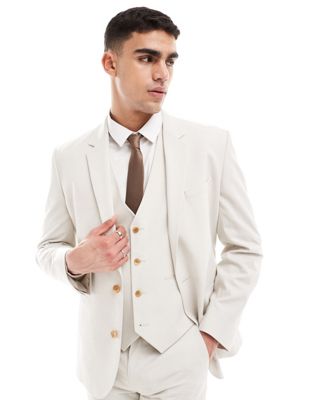 ASOS DESIGN slim suit jacket in light stone ASOS DESIGN