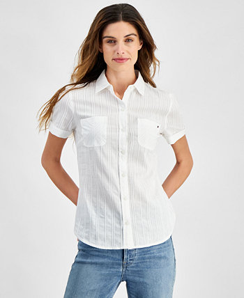 Women's Amelie Cotton Textured Camp Shirt Tommy Hilfiger