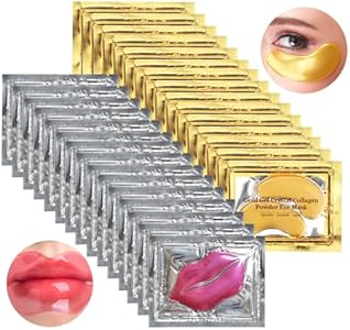 30 Pairs Lip Masks & Eye Masks,Gold Under Eye Patches for Puffy Eyes,Peach Red Lip Masks Skincare,Effectively Moisturizing the Lip & Eye Skin,Anti-Aging,Reducing Fine Lines,Nourishing for Face Care Jakuva