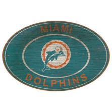 Овальный настенный знак Miami Dolphins Heritage Fan Creations