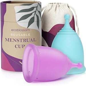 EcoBlossom Reusable Menstrual Cup Set - The Most Reliable Medical Grade Silicone Period Cups - Comfortably use for 12 Hours (2 Large Cups) EcoBlossom