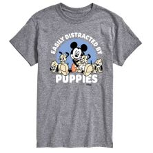 Disney's Mickey Mouse Men's Easily Distracted By Puppies Graphic Tee Disney