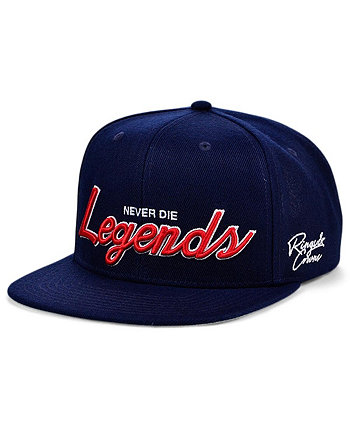 Men's Navy and Red Legends Never Die Snapback Hat Rings & Crwns