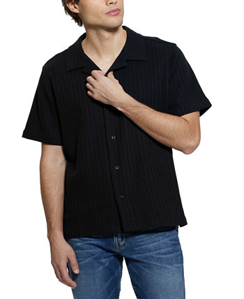 Мужская походная рубашка на пуговицах с короткими рукавами в рубчик Toledo GUESS