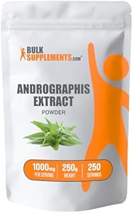 BulkSupplements.com Andrographis Extract Powder (Порошок) - Andrographis Paniculata, Herbal Supplement, Andrographis Powder - Gluten Free, 1000mg per Serving (Порция), 100g (3.5 oz (Унции)) (Pack of 1) BulkSupplements