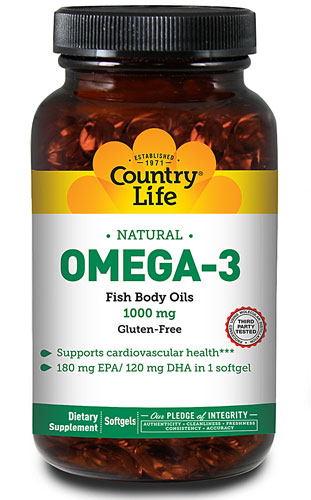 Omega-3 - 1000 мг - 100 мягких капсул - Country Life Country Life
